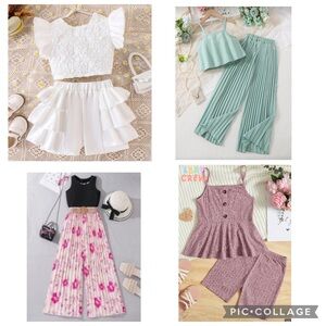 Bundle Of 4 Girls 2 Piece Sets Of Trendy Summer Outfits From Shein Size 9Y.